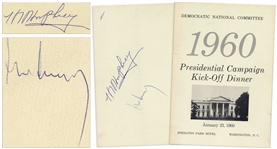John F. Kennedy and Hubert Humphrey Signed Program for the DNCs 1960 Presidential Campaign Kick-Off Dinner